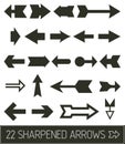 Sharp and straight arrows vector set Royalty Free Stock Photo