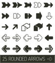 Rounded arrows vector set in flat clean black solution Royalty Free Stock Photo