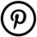 Rounded black and white pinterest icon Royalty Free Stock Photo