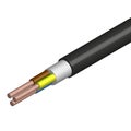 Rounded cable with three insulated copper conductors, vector illustration
