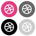 Rounded dribbble icon in four colors Royalty Free Stock Photo