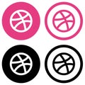Rounded colored and black and white dribbble Logos Royalty Free Stock Photo