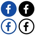 Rounded colored & black and white facebook logos Royalty Free Stock Photo