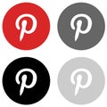 Rounded pinterest icon in four colors