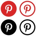 Rounded colored and black and white pinterest Logos