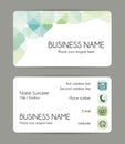 Rounded corner business card template. Green tones. Front and back.