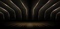 Rounded curve golden line dark tunnel of lights Royalty Free Stock Photo