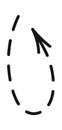 Rounded dashed arrow pointing upward
