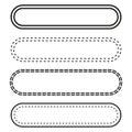 Rounded dashed borders. Oval outline frames. Simple geometric shapes. Vector illustration.