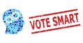 Scratched Vote Smart Stamp Imitation and Brain Gears Collage of Rounded Dots Royalty Free Stock Photo