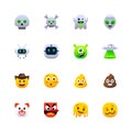 Rounded Emoji Icons Set, bone, monster, thinking