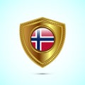 Rounded flag of Norway with glossy gold shield Royalty Free Stock Photo