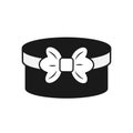 Rounded gift box with bow, black web flat icon Royalty Free Stock Photo