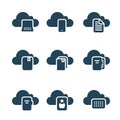 Line icons for cloud services.