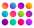 Rounded gradient sphere button. Multicolor fluid circle gradients, colorful soft round buttons. Flat vector