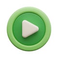 Green play button icon with a 3d design for media playback white background Royalty Free Stock Photo