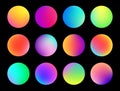 Rounded holographic gradient sphere button. Multicolor fluid circle gradients, colorful soft round buttons or vivid Royalty Free Stock Photo