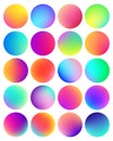 Rounded holographic gradient sphere button. Multicolor fluid circle gradients, colorful soft round buttons or vivid Royalty Free Stock Photo