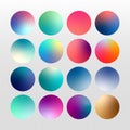 Rounded holographic gradient sphere button. Multicolor green purple yellow orange pink cyan fluid circle gradients, colorful soft Royalty Free Stock Photo