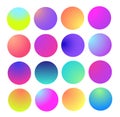 Rounded holographic gradient sphere. Multicolor green purple yellow orange pink cyan fluid circle gradients, colorful Royalty Free Stock Photo