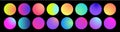 Rounded holographic gradient sphere. Multicolor green purple yellow orange pink cyan fluid circle gradients, colorful