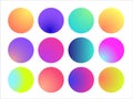 Rounded holographic gradient sphere. Multicolor green purple yellow orange pink cyan fluid circle gradients, colorful Royalty Free Stock Photo