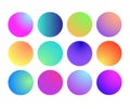 Rounded holographic gradient sphere. Multicolor green purple yellow orange pink cyan fluid circle gradients, colorful Royalty Free Stock Photo