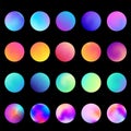 Rounded holographic gradient sphere set. Gradient colorful sphere in trendy style. Multicolor round buttons or vivid Royalty Free Stock Photo