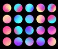 Rounded holographic gradient sphere set. Gradient colorful sphere in trendy style. Multicolor round buttons or vivid Royalty Free Stock Photo