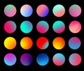 Rounded holographic gradient sphere set. Gradient colorful sphere in trendy style. Multicolor round buttons or vivid Royalty Free Stock Photo