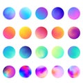 Rounded holographic gradient sphere set. Gradient colorful sphere in trendy style. Multicolor round buttons or vivid Royalty Free Stock Photo