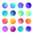 Rounded holographic gradient sphere set. Gradient colorful sphere in trendy style. Multicolor round buttons or vivid Royalty Free Stock Photo