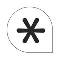 Rounded label with medical star flat line black white vector icon