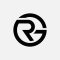 letter Gr or Rg rounded minimal initial monogram logo Royalty Free Stock Photo