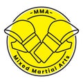 Rounded Mixed Martial Arts symbol or MMA logo with text for apps or website