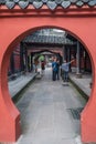 People in the courtyard of Wenshu Monastery Royalty Free Stock Photo