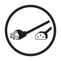 Rounded the a Nema 5-15 power plug flat vector icon for apps or websites Royalty Free Stock Photo