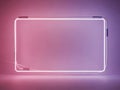 Rounded Neon Rectangle Frame on Soft Pink Background Royalty Free Stock Photo