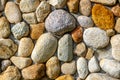 Rounded pebbles embedded in a concrete wall Royalty Free Stock Photo