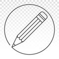 Rounded on pencil line art icon for apps or website