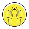 Rounded the raise hands flat vector icon for apps and websites Royalty Free Stock Photo