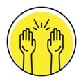 Rounded the raise hands flat vector icon for apps and websites