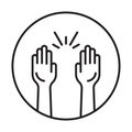 Rounded the raise hands line art icon for apps and websites Royalty Free Stock Photo
