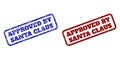 APPROVED BY SANTA CLAUS Blue and Red Rounded Rectangle Stamp Seals with Unclean Styles