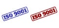 ISO 9001 Blue and Red Rounded Rectangle Stamp Seals with Distress Textures
