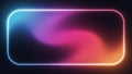 Rounded Rectangle Neon Frame with Vibrant Gradient of Blue Pink Orange on Black Background Royalty Free Stock Photo