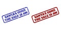 SANTA`S GONE THE SALE IS ON Blue and Red Rounded Rectangle Seals with Grunge Textures