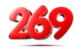 Rounded red numbers 269. Royalty Free Stock Photo