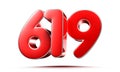 Rounded red numbers 619. Royalty Free Stock Photo
