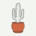 Rounded shape. The background is solid white, emphasizing the cactus Royalty Free Stock Photo